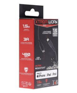 Alternative view of T'NB TNB XTREMWORK USB-C/Lightning Cable 1.5m Black/Grey