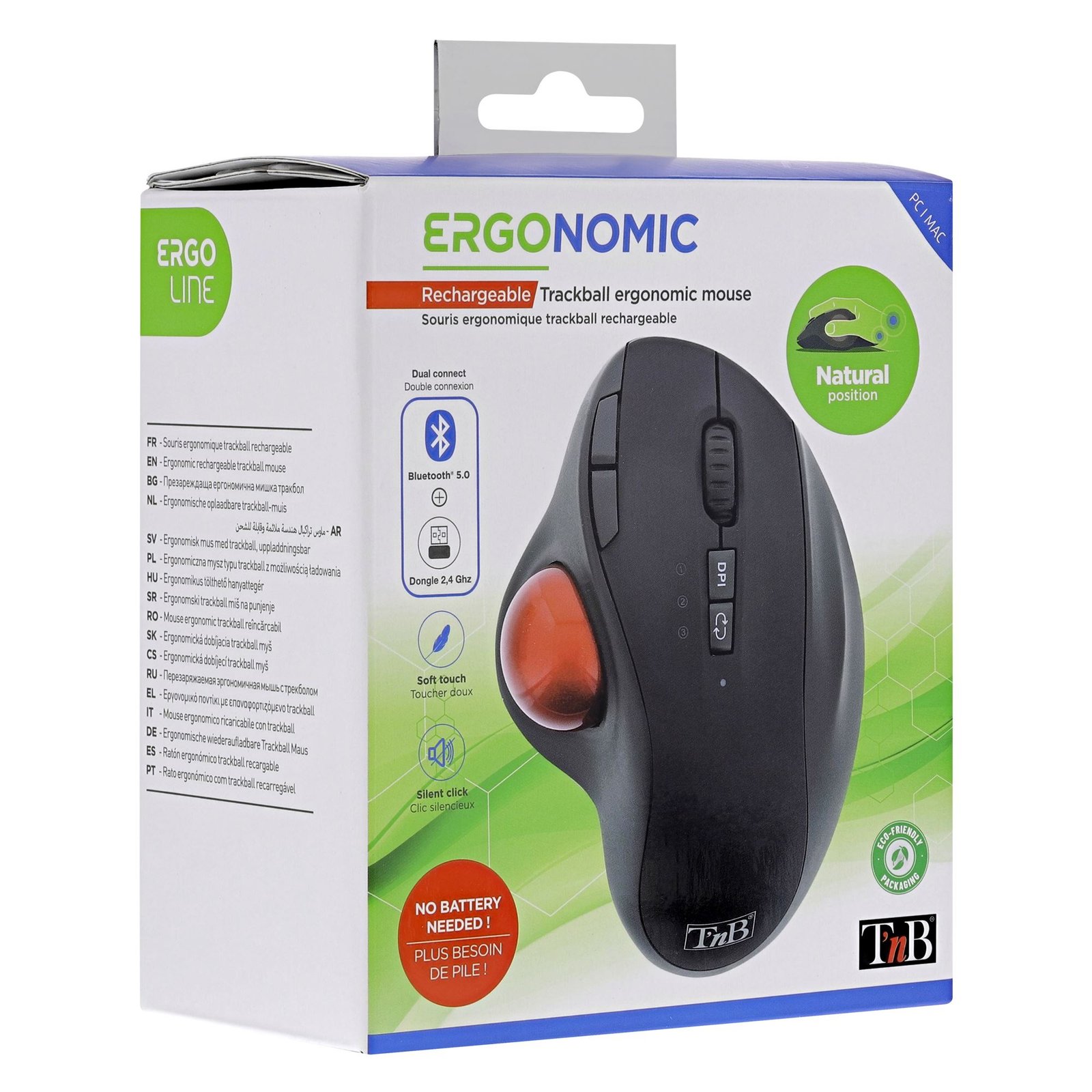 T'NB TNB ERGO Line Ergo Vertical Wireless Mouse Dual Connection Mode Bluetooth + Usb-A 2.4 Ghz Design Designed For Optimal Use