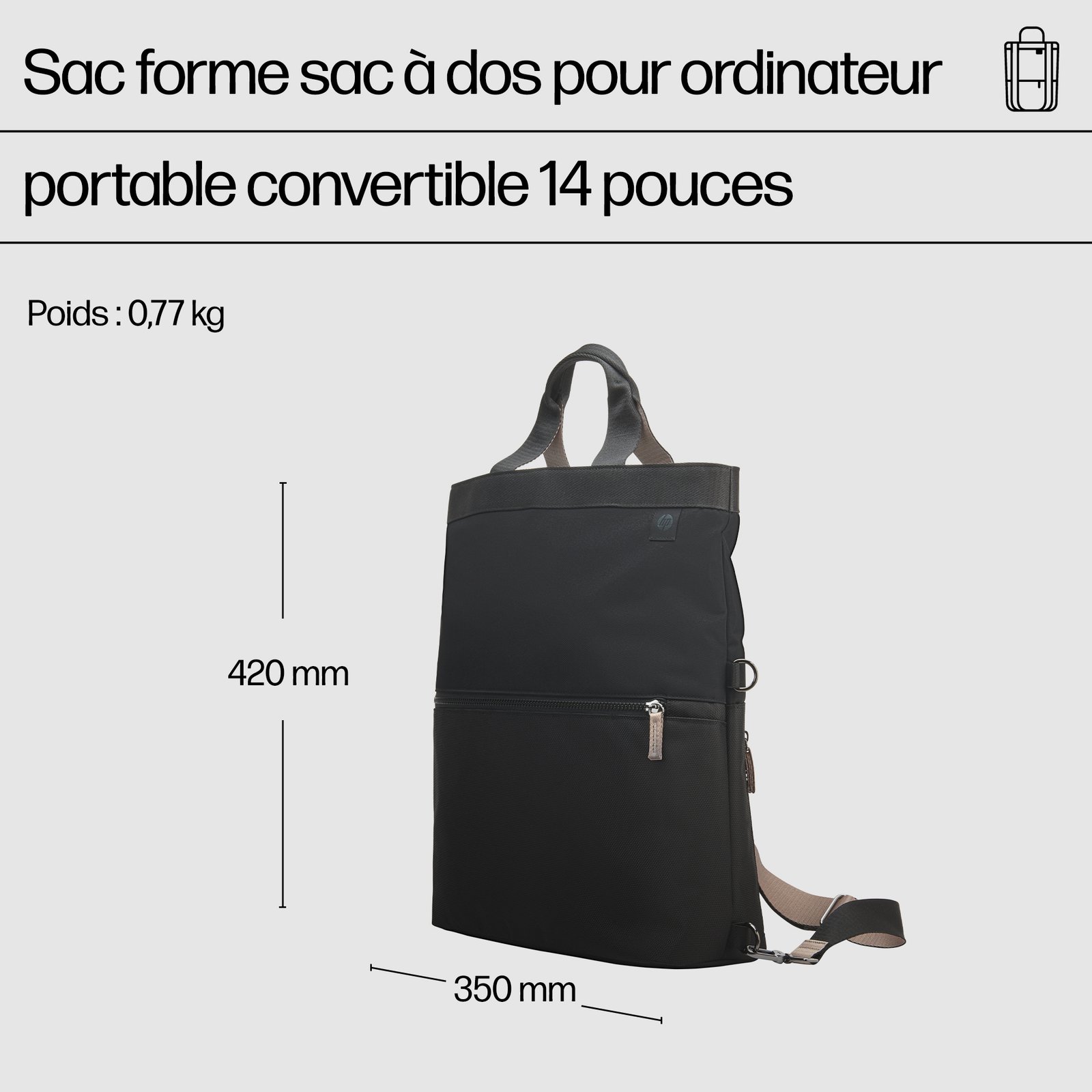 HP INC. HP 14p Convertible Laptop Backpack Tote – Image 3