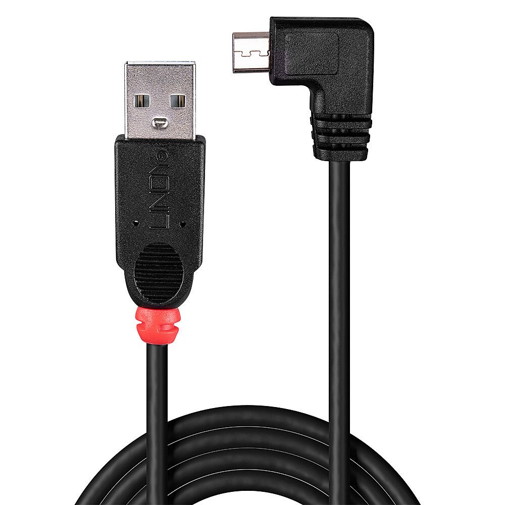 LINDY USB 2.0 Type A/Micro-B 90 0.5m Mini-B plug right angled – Image 2