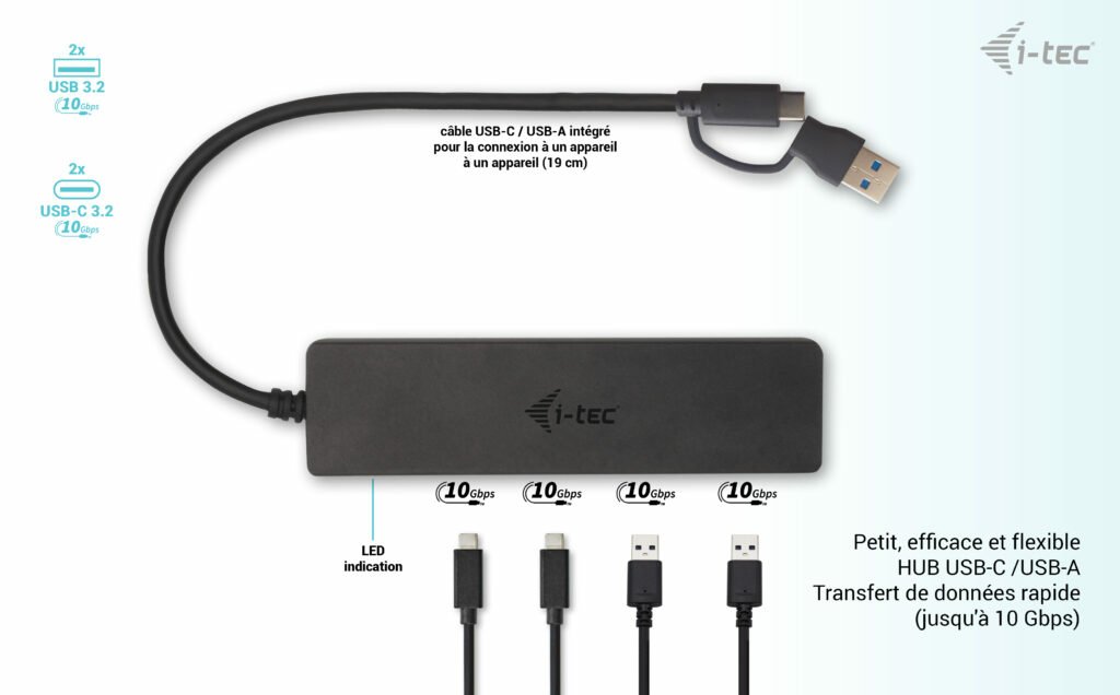 I-TEC USB-C Metal HUB 2xUSB 3.0 2xUSB-C 5Gbps without power adapter ideal for Notebook Ultrabook Tablet PC – Image 3