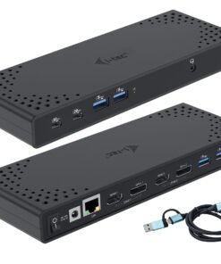 I-TEC USB 3.0/USB-C/Thunderbolt 3 Dualdock 1x5K 2x4K 60Hz 2xDP 2xHDMI 1xGLAN 4xUSB 3.2 2xUSB-C 3.2 Gen.2 1xAudio/Mic Jack PD 100W KL