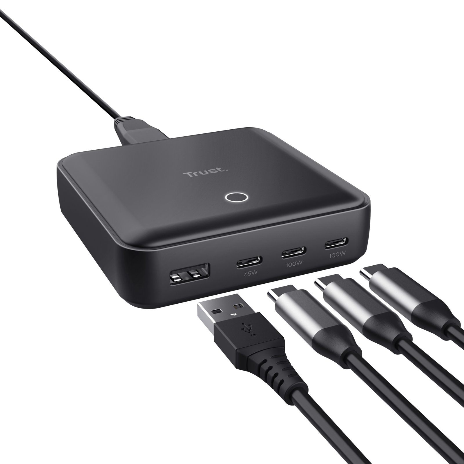 TRUST Chargeur de bureau universel MAXO USB-C 100 watts Apple PC… 4 ports - Noire – Image 2