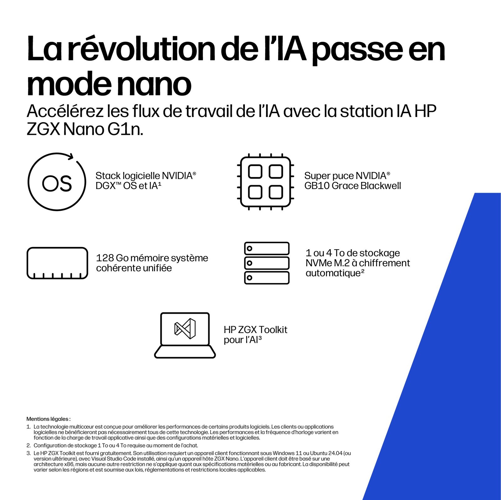 HP INC. HP ZGX Nano G1n AI Station NVIDIA GraceBlackwell 10 128Go LPDDR5X 4To SSD PCIE Integrated Ubuntu 1-1-0 Wty be+BT – Image 3