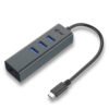 I-TEC USB-C Metal 3-Port HUB with Gigabit Ethernet Adapter 1xUSB-C to RJ-45 3xUSB 3.0 Port LED-Anzeige compatible with TB 3