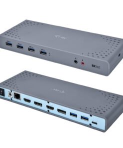 Alternative view of I-TEC USB 3.0/USB-C Dualdock 1x5K 2x4K 60Hz 2xHDMI 2xDP 1xGLAN 6xUSB 3.0 1xAudio/Mic Jack Kensington compatible with TB 3