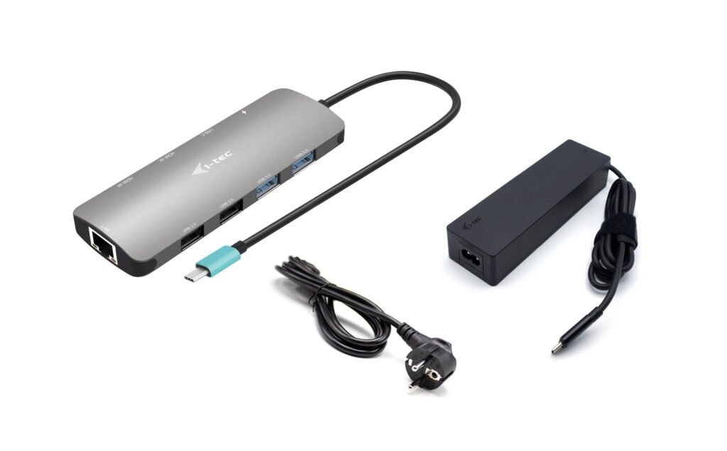 I-TEC USB-C Metal Nano Dock 2x HDMI 1x GLAN 2x USB 3.2 2x USB 2.0 1x USB-C 3.2 Gen.1 Data 1x USB-C 100W PD + Charger 100W
