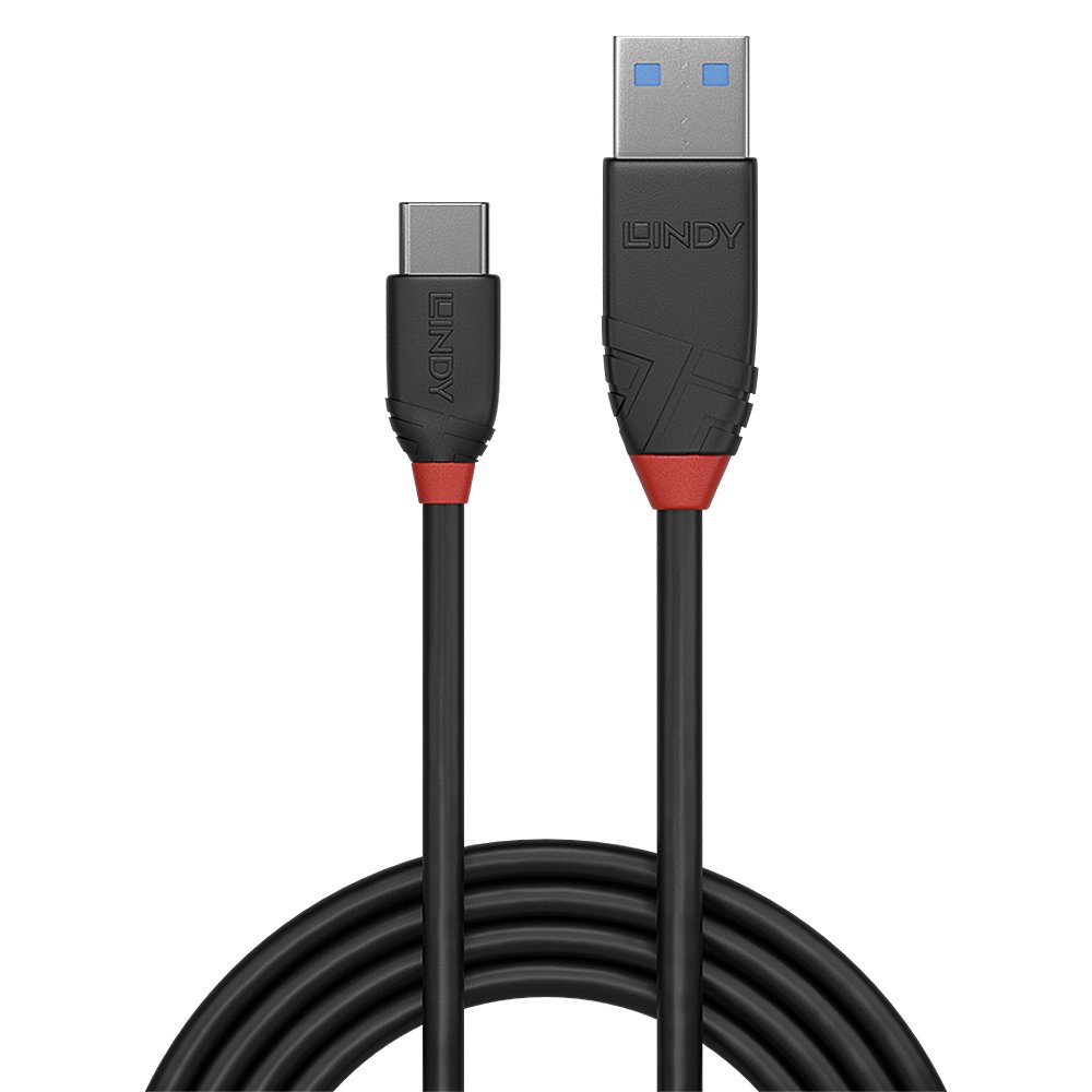 LINDY 0.5m USB 3.1 Type A to C Cable 3A Black Line – Image 2