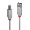 LINDY 1m USB 2.0 Type A to B Cable Anthra Line USB Type A Male to B Male cool grey