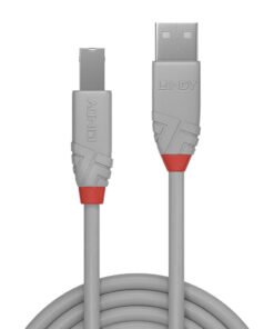 Alternative view of LINDY 1m USB 2.0 Type A to B Cable Anthra Line USB Type A Male to B Male cool grey