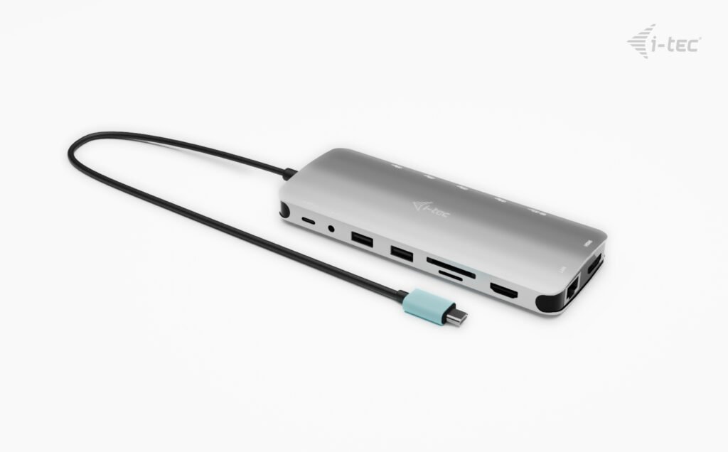 I-TEC USB-C Metal NanoDock 2xHDMI 1xUSB-C Video 1xGLAN 1xAudio/Mic 1xSD/microSD 1xUSB 3.2 3xUSB-C 3.2 Gen2 2xUSB 2.0 PD140W+charger – Image 3