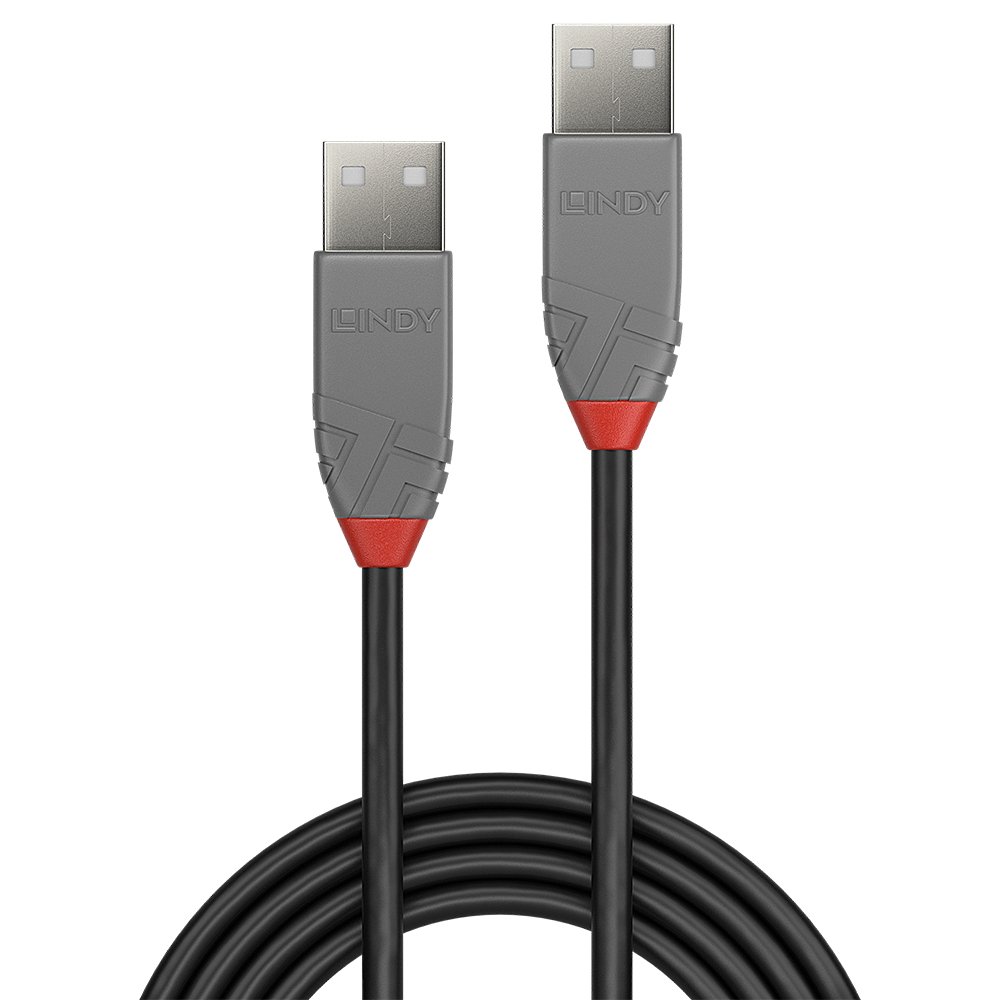 LINDY 0.2m USB 2.0 Type A Cable Anthra Line USB Type A Male to Male – Image 2