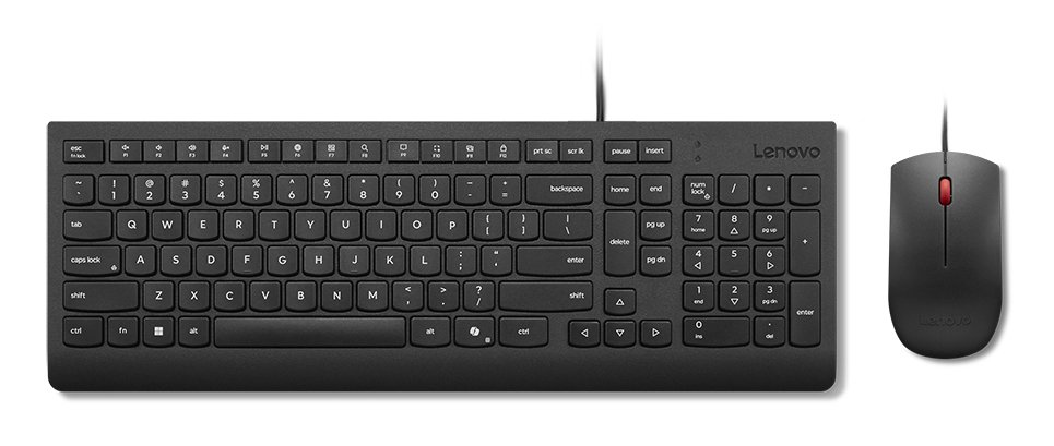 LENOVO Essential Wired Combo - Ensemble clavier et souris - USB - AZERTY - Français - noir - ThinkRed