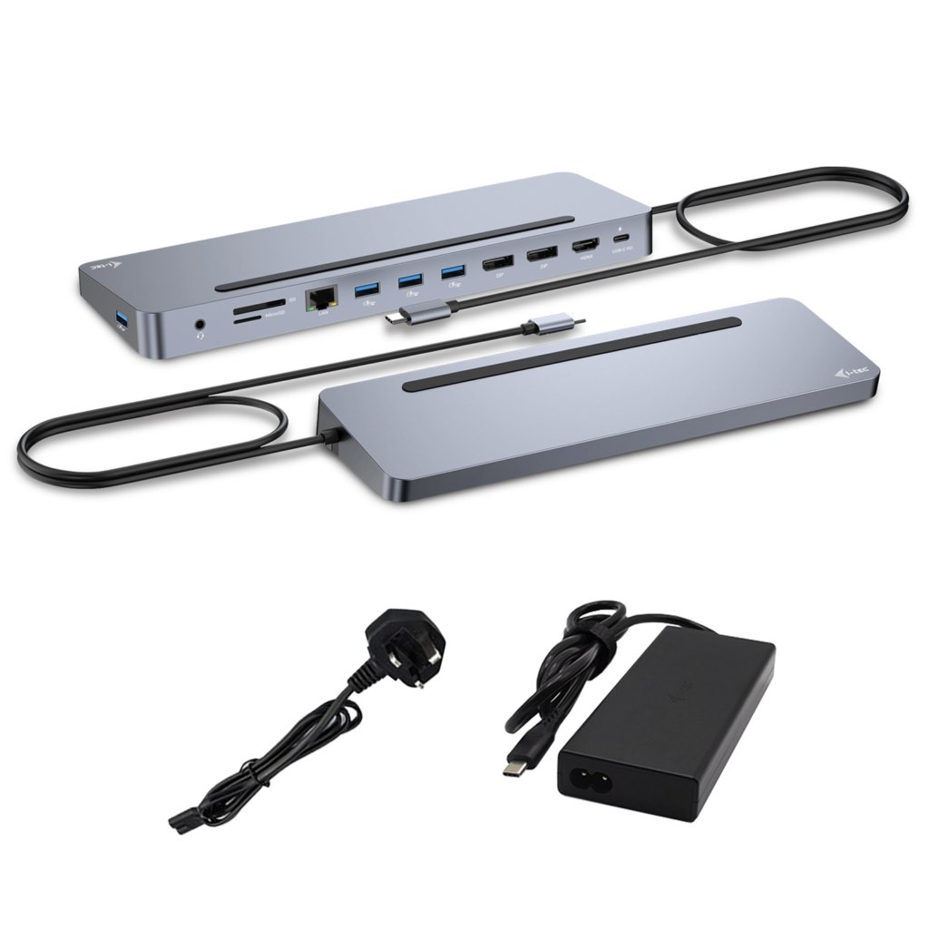 I-TEC USB-C Metal Ergonomic 4K 3x Display Docking Station with PD 100 W + i-tec Universal Charger 100W bundle