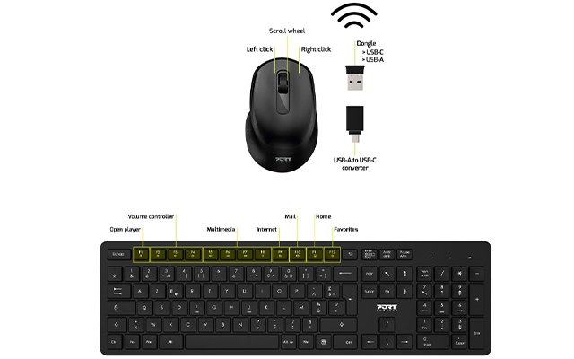 PORT DESIGNS Pack Keyboard + Mouse Medium Wireless – Image 2