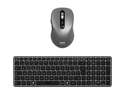 PORT DESIGNS Pack Keyboard Compact + Mouse Expert Rechargeable Combo BT+RF (FR)