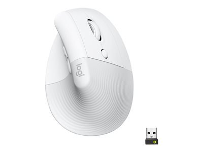 LOGITECH Lift for Business Vertical mouse ergonomic 6 buttons wireless Bluetooth 2.4 GHz Bolt USB receiver off-white
