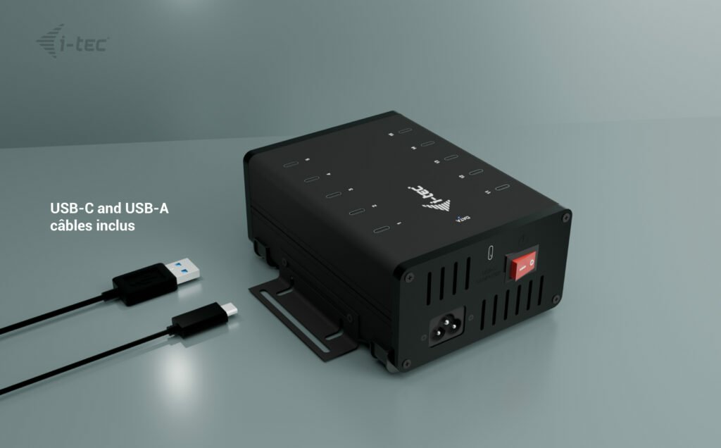 I-TEC USB-C/USB-A Metal Charging+Data HUB 15W per port 10x USB-C integrated power adapter 180W – Image 2