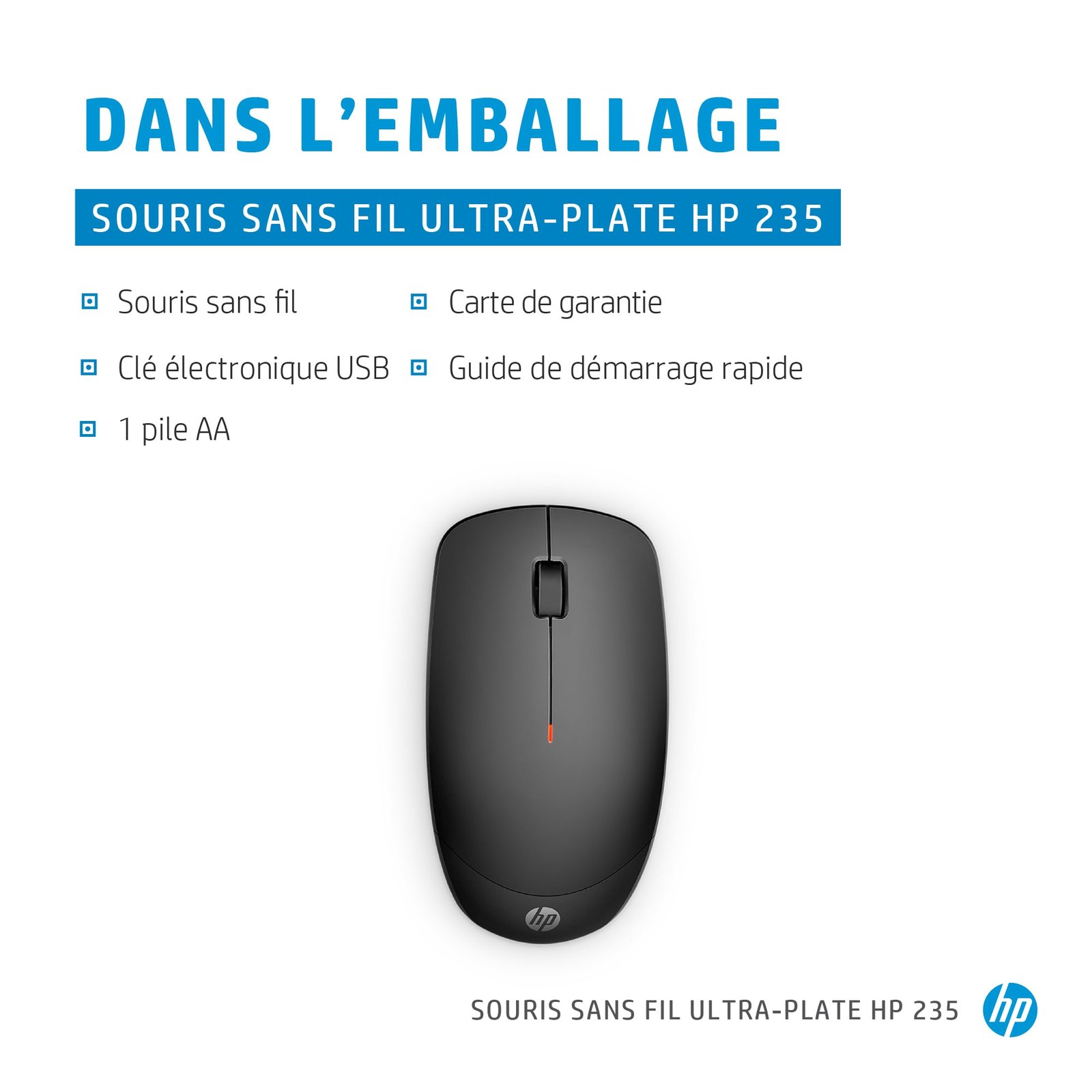HP INC. HP 235 Slim Wireless Mouse Souris sans fil WW SmartBuy – Image 3