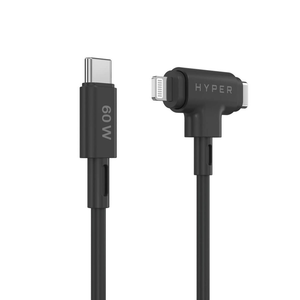 TARGUS Hyper HyperJuice Silicone USB-C to USB-C and Lightning Hybrid 60W Cable - Black