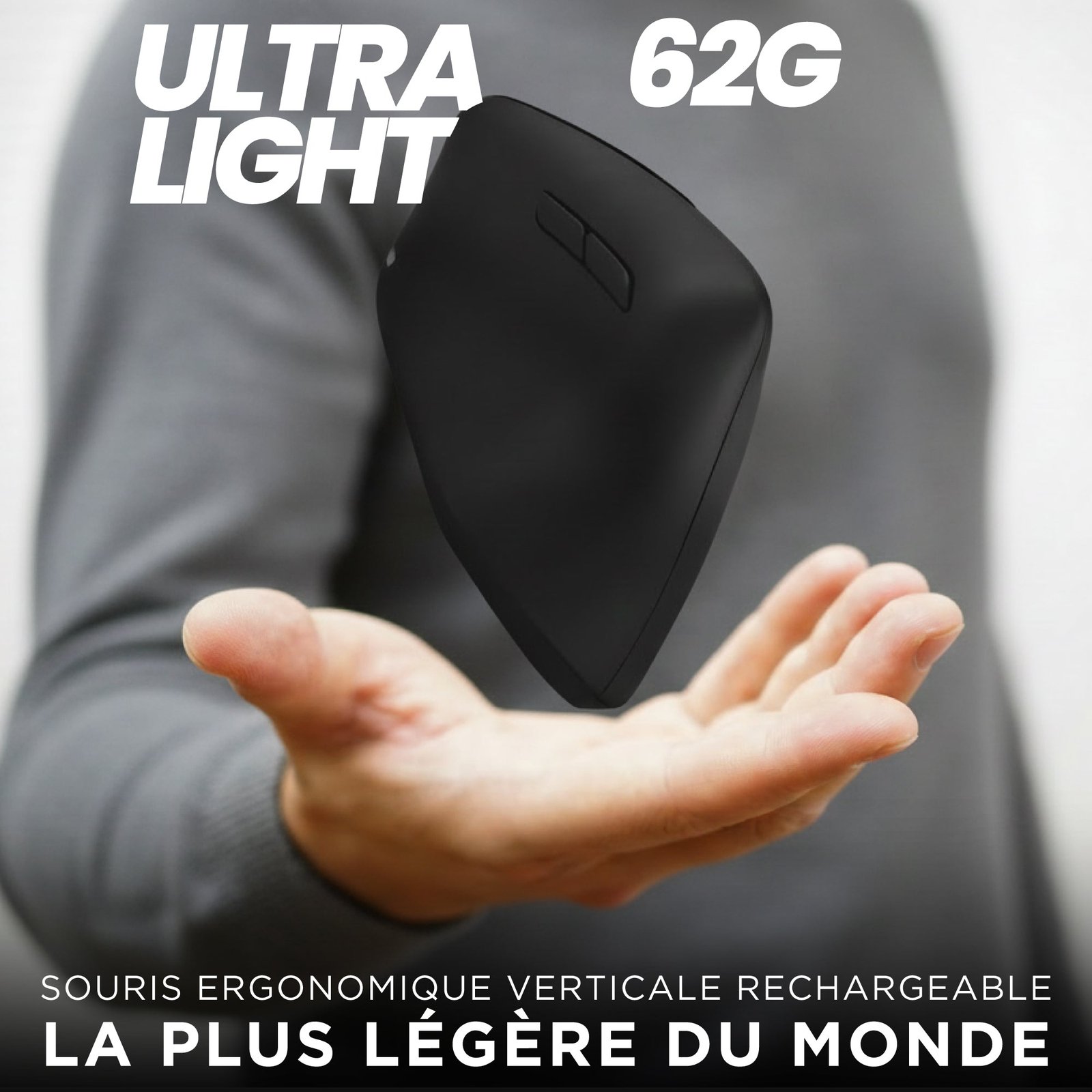 T'NB TNB ERGO - Souris sans fil ergonomique verticale ultra légère Bluetooth + USB-A 2.4 GHz - noir – Image 4