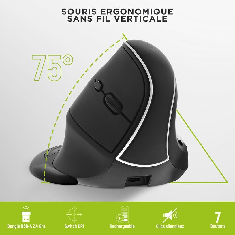 T'NB TNB ERGO Line Mini Ergonomic Wireless Mouse Vertical And Rechargeable Design Designed For Optimal Use – Image 2