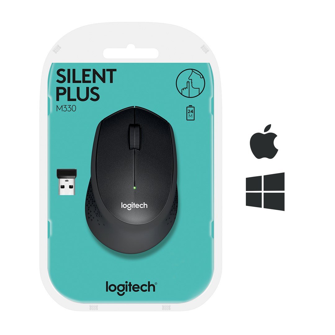 LOGITECH M330 SILENT PLUS Mouse 3 buttons wireless 2.4 GHz USB wireless receiver black – Image 2