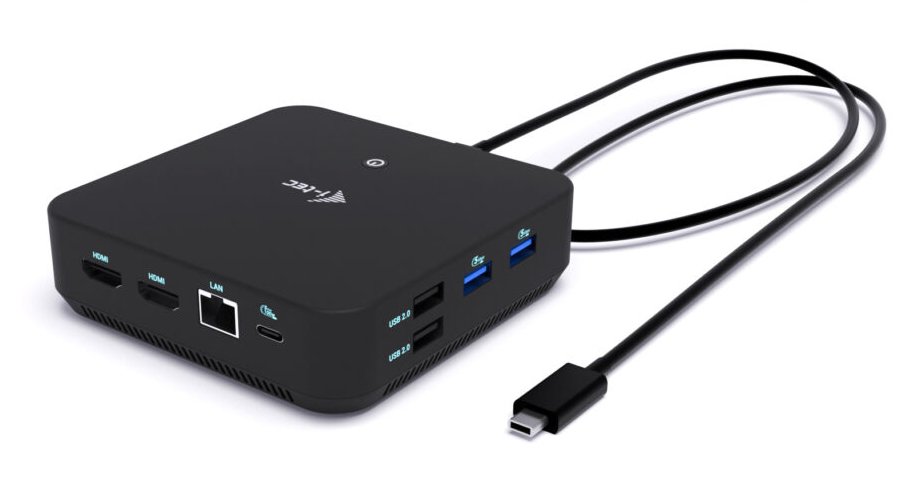 I-TEC USB-C DS 2 x HDMI 1x DP 1x GLAN 1x USB-C 3.2 3x USB-A 3.2 2x USB 2.0 1x 3.5mm Audio/Mic 1x 100W USB-C Power Delivery + Charger – Image 2