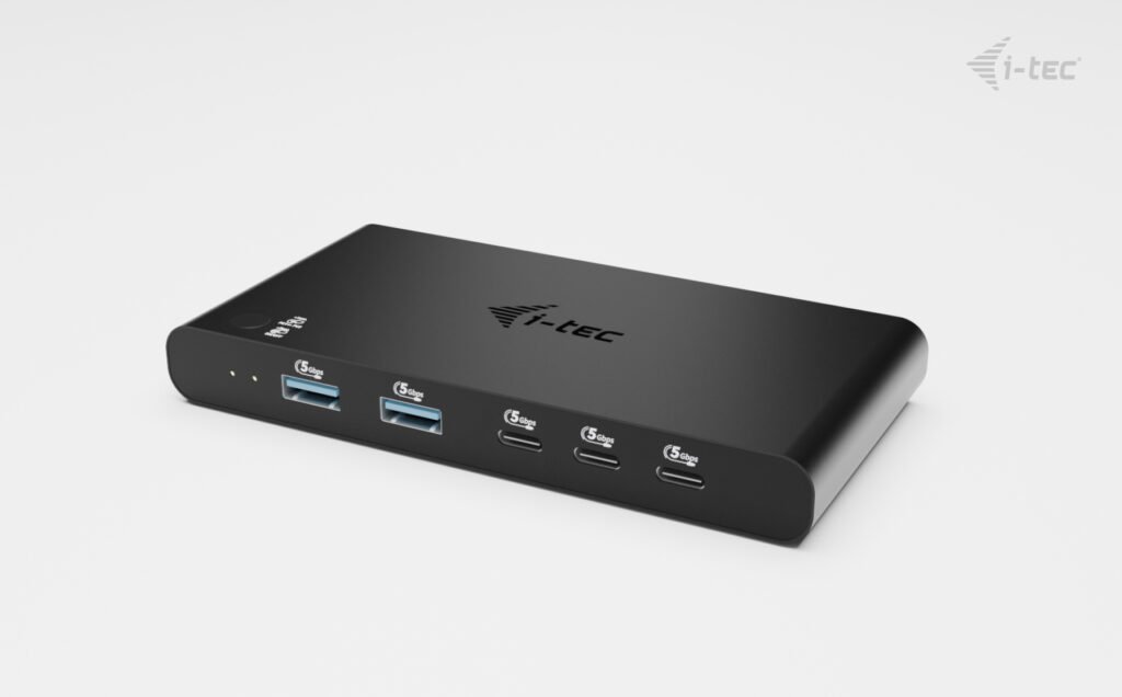 I-TEC KVM Docking Station HDMI for 2 hosts 1x HDMI 3xUSB-C 3.2 Gen1 2x USB-A 3.2 Gen 1 1x 3.5mm Audio/Mic Power Delivery 2x 100W – Image 2