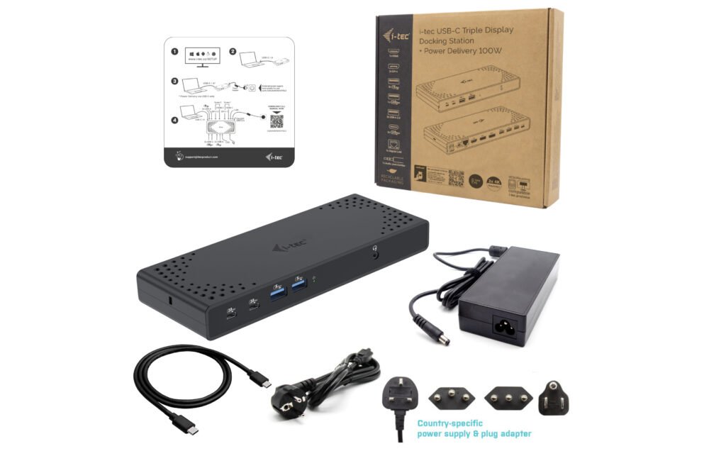 I-TEC USB-C Triple Display DS Gen2 2xDP 1xHDMI 1xGLAN 1xUSB 3.2 Gen2 2xUSB 3.2 Gen1 2xUSB-C Gen2 2xUSB 2.0 1xAudio/Mic PD100W – Image 3