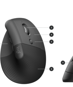 Alternative view of LOGITECH Lift for Business Vertical mouse ergonomic 6 buttons wireless Bluetooth 2.4 GHz Bolt USB receiver graphite