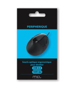 MCL-SAMAR MCL Souris ergonomique sans fil pour droitier 1600 DPI - Noire