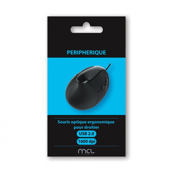 MCL-SAMAR MCL Souris ergonomique sans fil pour droitier 1600 DPI - Noire